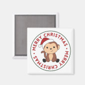 Aimant Monkey Christmas Snow Winter Animals Monkeys Magne (Recto/Verso)