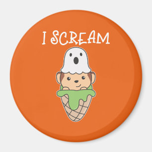 Aimant Monkey Halloween Ghost I Scream Ice Pun