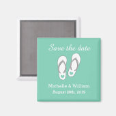 Aimant Monnaie Enregistrer la date plage slipper mariage  (Recto/Verso)