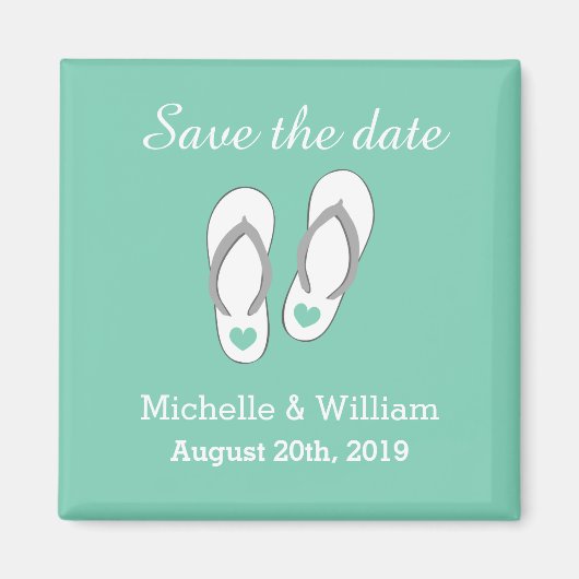 Aimant Monnaie Enregistrer la date plage slipper mariage  (Devant)