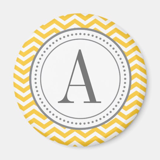 Aimant Monogram Chevron - jaune et gris (Devant)