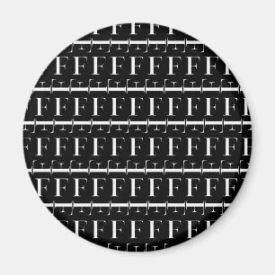 Aimant Monogram Initial Letter F, Choose Background Color