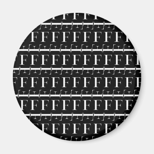 Aimant Monogram Initial Letter F, Choose Background Color (Devant)