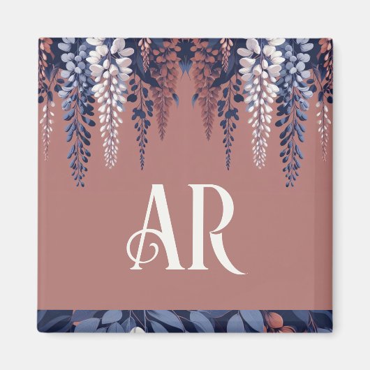 Aimant Monogram Marine Rose Wisteria Élégance (Devant)