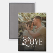 Aimant Monogram Script Love Custom Engaged Couples Photo (Recto/Verso)