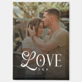 Aimant Monogram Script Love Custom Engaged Couples Photo (Recto)