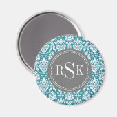Aimant Monogram Trio Turquoise Damask (Recto/Verso)