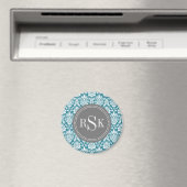 Aimant Monogram Trio Turquoise Damask (In Situ (Lave-vaisselle))
