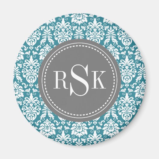 Aimant Monogram Trio Turquoise Damask (Devant)