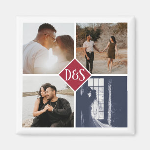 Aimant Monogramme 4 Photo personnalisée Collage personnal