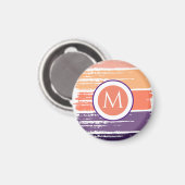 Aimant Monogramme à pinceau violet et corail (Recto/Verso)