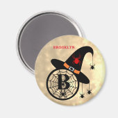Aimant Monogramme B Halloween Ciel Sorcière Araignées Nom (Recto/Verso)