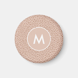 Aimant Monogramme beige tendance avec Boho en terre cuite