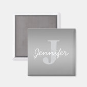 Aimant Monogramme blanc curé et gris | Couleurs modifiabl (Recto/Verso)