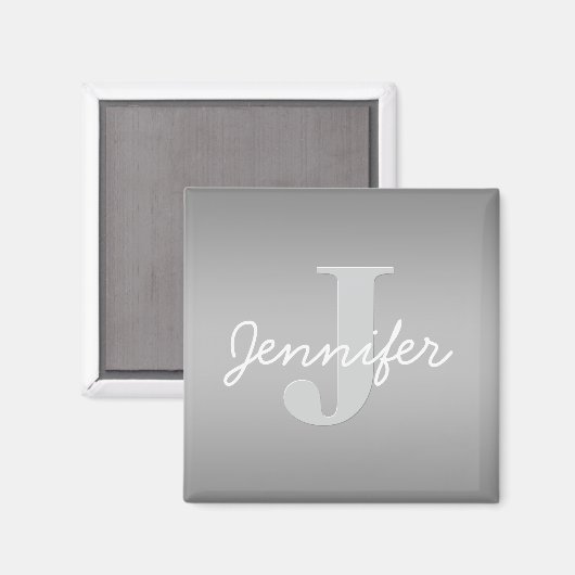 Aimant Monogramme blanc curé et gris | Couleurs modifiabl (Recto/Verso)