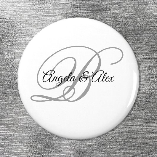 Aimant Monogramme blanc écriture fantaisie noir et gris c