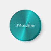 Aimant Monogramme bleu brillant en faux métal (Devant)