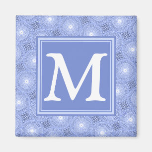 Aimant Monogramme bleu cercles motif
