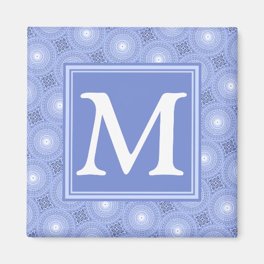 Aimant Monogramme bleu cercles motif (Devant)