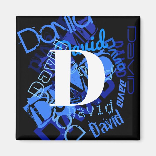Aimant Monogramme bleu créatif (Devant)