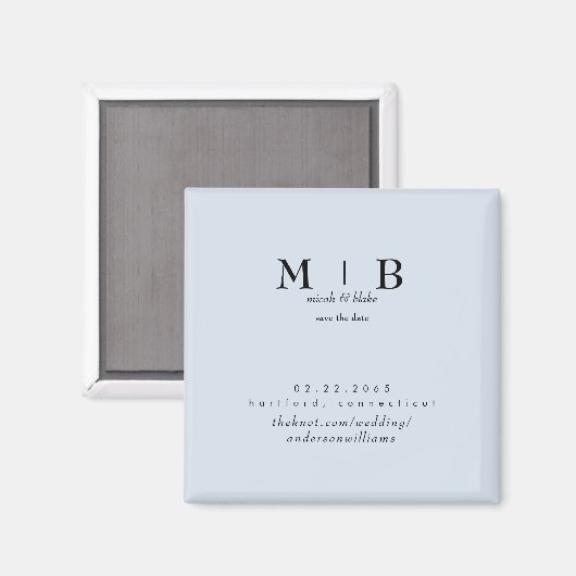 Aimant Monogramme bleu foncé simple et élégant Enregistre (Recto/Verso)