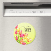 Aimant Monogramme Bouquet Tulipes Aquarelles (In Situ (Lave-vaisselle))