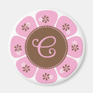 Aimant Monogramme Brown et rose C