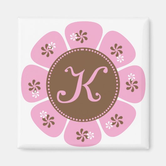 Aimant Monogramme Brown et rose K (Devant)