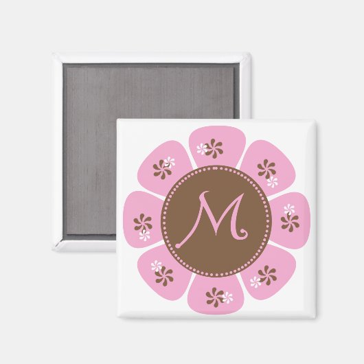 Aimant Monogramme Brown et rose M (Recto/Verso)
