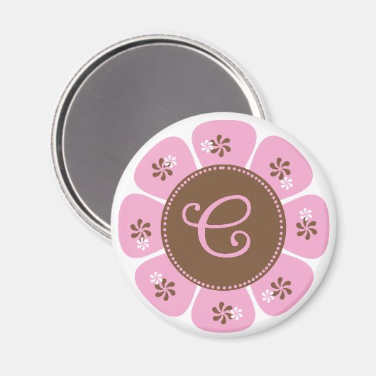 Aimant Monogramme C Brown et rose (Recto/Verso)