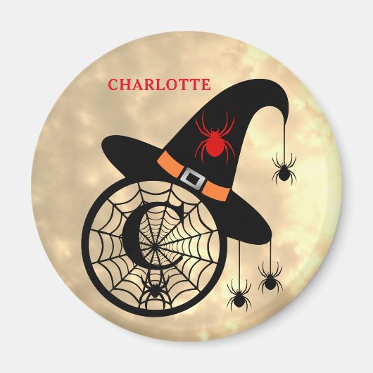 Aimant Monogramme C Halloween Ciel Sorcière Araignées Nom (Devant)