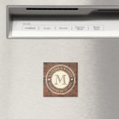 Aimant Monogramme cardiaque Mariage rustique en noix fonc (In Situ (Lave-vaisselle))