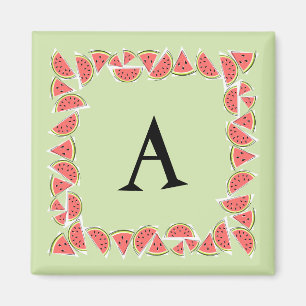 Aimant Monogramme Carré de pièces vertes de pastèque