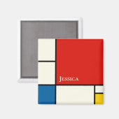 Aimant Monogramme Carré De Stijl Inspiré (Recto/Verso)