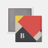 Aimant Monogramme Carré De Stijl Inspiré (Recto/Verso)