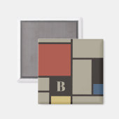 Aimant Monogramme Carré De Stijl Inspiré (Recto/Verso)