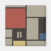 Aimant Monogramme Carré De Stijl Inspiré (Devant)