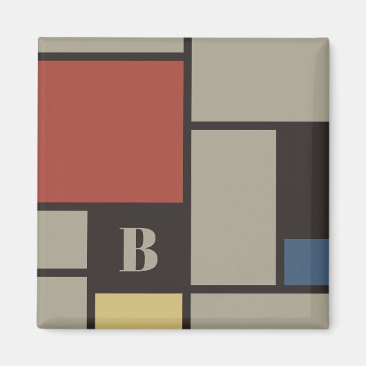 Aimant Monogramme Carré De Stijl Inspiré (Devant)