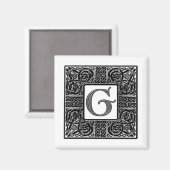 Aimant Monogramme Celtique "G" argenté (Recto/Verso)