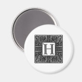 Aimant Monogramme Celtique "H" argenté (Recto/Verso)