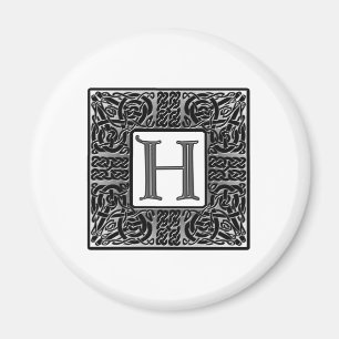 Aimant Monogramme Celtique "H" argenté