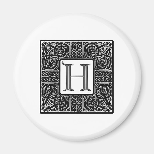 Aimant Monogramme Celtique "H" argenté (Devant)