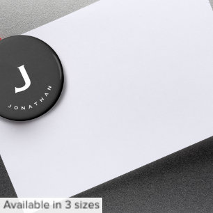 Aimant Monogramme classique noir minimal rond