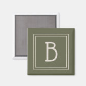 Aimant Monogramme côtier en mousse verte et initiale blan (Recto/Verso)