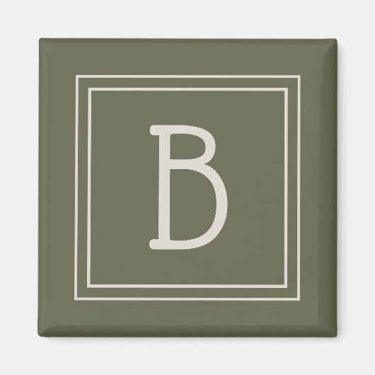 Aimant Monogramme côtier en mousse verte et initiale blan (Devant)