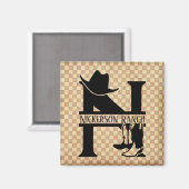 Aimant Monogramme Cowboy Partagé 'N' (Recto/Verso)