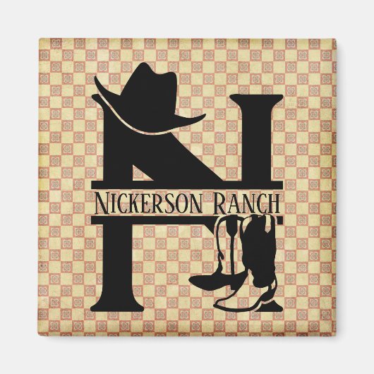 Aimant Monogramme Cowboy Partagé 'N' (Devant)