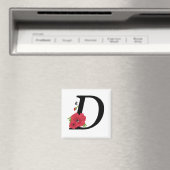 Aimant Monogramme D, lettre D, fleurs, monogramme (In Situ (Lave-vaisselle))