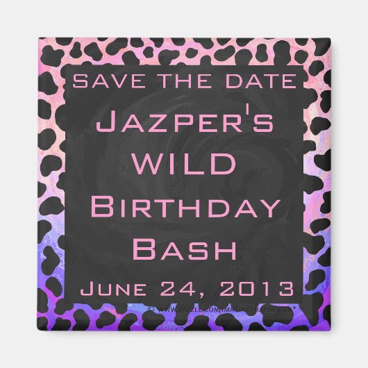 Aimant Monogramme Dalmatien noir et rose (Devant)