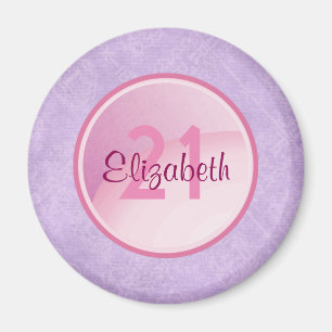 Aimant Monogramme d'anniversaire - Nom et âge d'un cercle